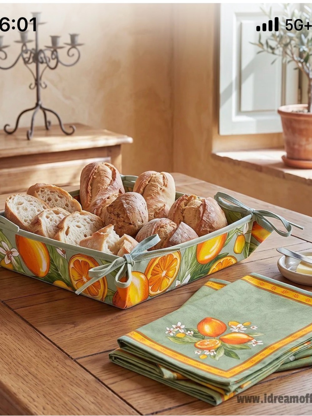 Tissus Toselli - bread basket ‘Citron’